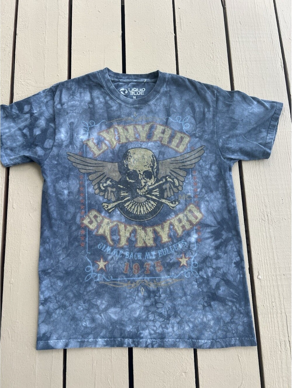 Liquid Blue Lynyrd Skynyrd Gimme Back My Bullets 1975 Graphic T-Shirt Mens M.